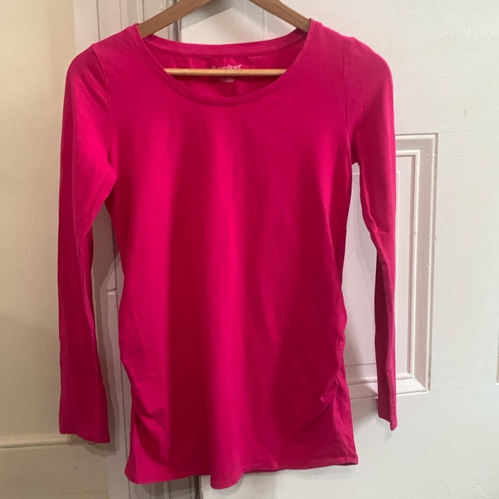 Pink long sleeve maternity shirt